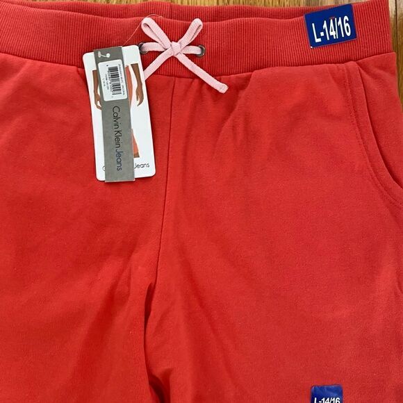 Calvin Klein Jeans Girls French Terry Coral Colored Sweatpants NWT - Picture 4 of 8